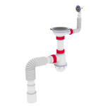 Сифон для мойки PLM 3 1/2'x40 c круглым переливом и гофротрубой PM 40 SF 20 17