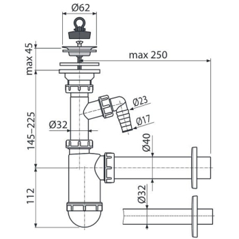 Сифон для умивальника Alcaplast A41Р