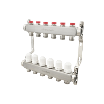 Колектор PLM 1'x3/4' 6 виходів з термоклапанами без євроконусів