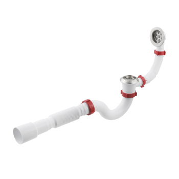 Сифон для ванни PLM з випуском 1 1/2' перелі та гофр 40x40/50 PM 40 SF 30 01