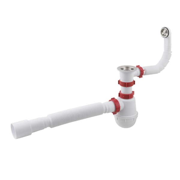 Сифон для миття PLM 1 1/2'x40 з різьбовим випуском 40x40/50 та гнучким переливом PM 40 SF 20 04