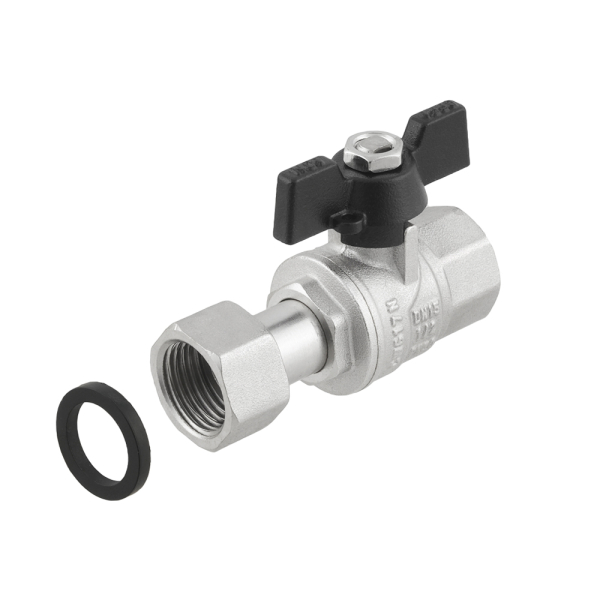 Кран прямой с накидной гайкой Raftec BLACK DN15 1/2' бабочка