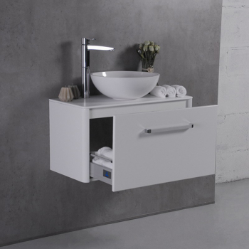 Тумба навісна Fancy Marble Fiji 80 з умивальником Mona 420  і стільницею