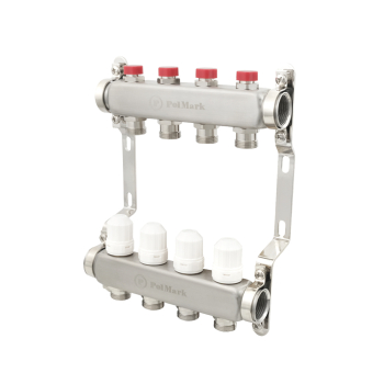 Колектор PLM 1'x3/4' 4 виходи з термоклапанами без євроконусів