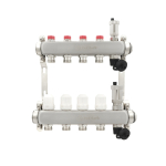 Коллектор PLM 1'x3/4' 4 выхода с воздухоотводчиком с термоклапанами без евроконусов