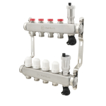 Коллектор PLM 1'x3/4' 4 выхода с воздухоотводчиком с термоклапанами без евроконусов