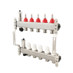 Колектор PLM 1'x3/4' 5 виходів з повітровідвідником з витратомірами без євроконусів