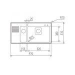 Мойка для кухни TEKA FRAME 1 1/2B 1/2D RHD 970x510 Нержавейка