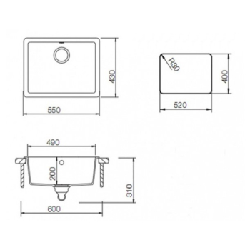 Мийка для кухні TEKA Radea 490/370 TG 550x430 Чорний металік