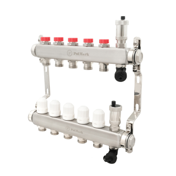 Колектор PLM 1'x3/4' 5 виходів з повітровідвідником з термоклапанами без євроконусів