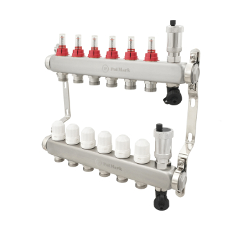 Колектор PLM 1'x3/4' 6 виходів з повітровідвідником з витратомірами без євроконусів
