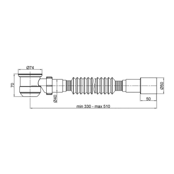 Сифон для душевого поддона PLM 1 1/2' и гофротрубой 40x40/50