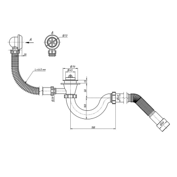 Сифон для ванни PLM з випуском 1 1/2' перелі та гофр 40x40/50 PM 40 SF 30 01