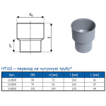 Переход чугун-пластик внутренний OSTENDORF HT Safe ф 50мм