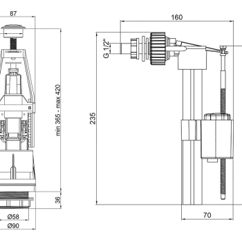 Зливний механізм PLM з бічним підведенням 1/2' PM 43 AY 30 02