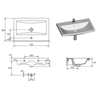 Умивальник Cersanit COMO 70