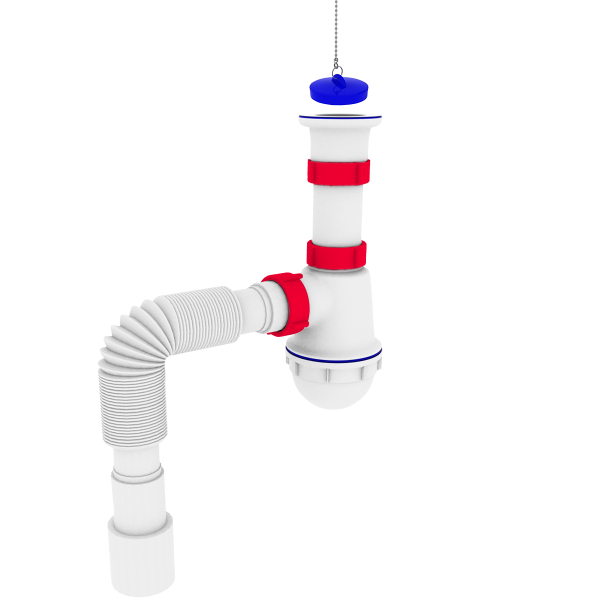 Сифон для мойки PLM 1 1/2'x40 с резьбовым выпуском и гофротрубой  40x40/50 PM 40 SF 20 12