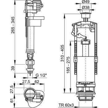 Зливний комплект Alcaplast SA2000S 1/2' CHROM