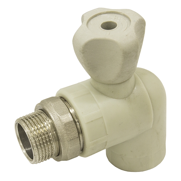 Кран с накидной гайкой угловой ЭКО PN20 25мм 3/4'