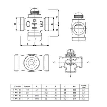 Термостатичний триходовий клапан Herz CALIS-TS-RD DN 25 1776140