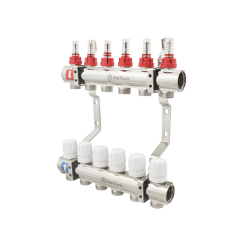 Колектор PLM 1'x3/4' 6 виходів з термоклапанами та витратомірами PBMF106