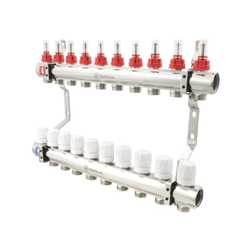 Коллектор PLM 1'x3/4' 10 выходов с термоклапанами и расходомерами PBMF110