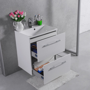 Тумба навісна Fancy Marble Santorini 600 з умивальником Amelia 600