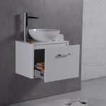 Тумба навісна Fancy Marble Fiji 600 з умивальником Mona 420  і стільницею