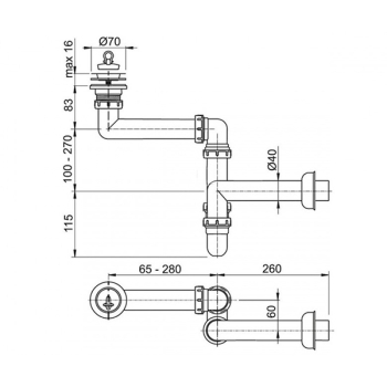 Сифон для мийки Alcaplast A870Р