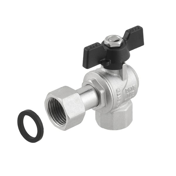 Кран угловой с накидной гайкой Raftec PN40 ВВ 1/2' бабочка