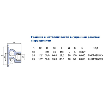 Трійник настінний PPR Ekoplastik 25мм ВВ 1/2' SNKP02520X