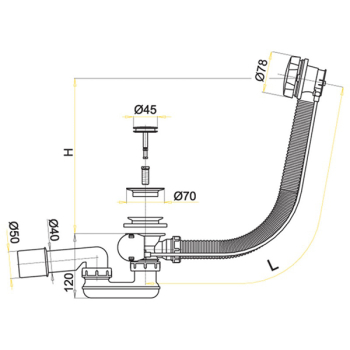 Сифон для ванни Alcaplast A55K-80