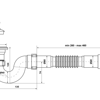 Сифон для душового піддону PLM 1 1/2' и гнучкою трубою 40/50 PM 40 SF 40 03
