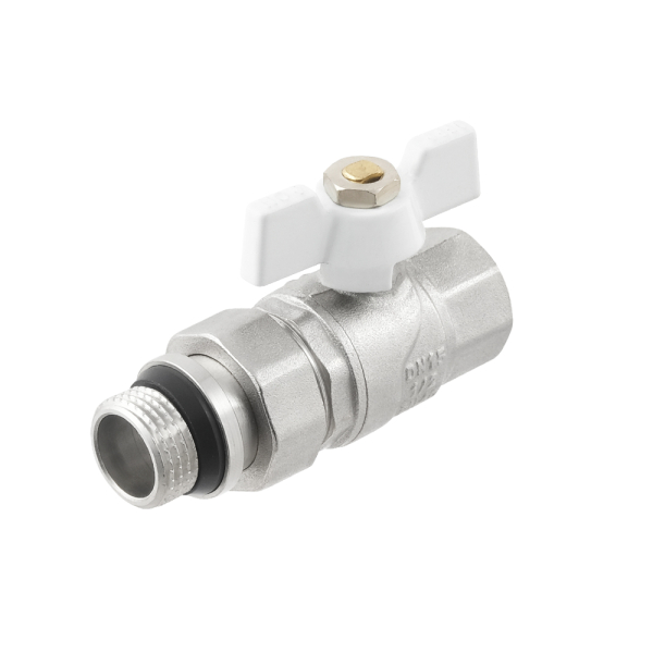 Кран шаровый с американкой Raftec WHITE DN15 1/2' с антипротечкой бабочка