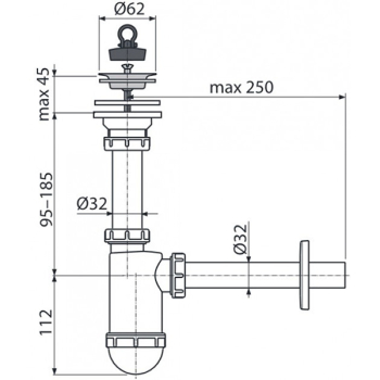 Сифон для умивальника Alcaplast A411