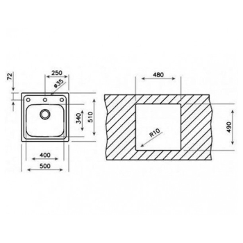Мийка для кухні TEKA ELINE 1B 500x510 Нержавійка