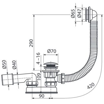 Сифон для душового піддону Alcaplast A503KM