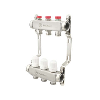 Колектор PLM 1'x3/4' 3 виходи з термоклапанами без євроконусів