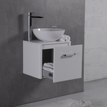 Тумба навісна Fancy Marble Fiji 500 з умивальником Mona 420 і стільницею