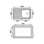 Мийка для кухні TEKA CLASSIC 1B 1D 860x500 Нержавійка